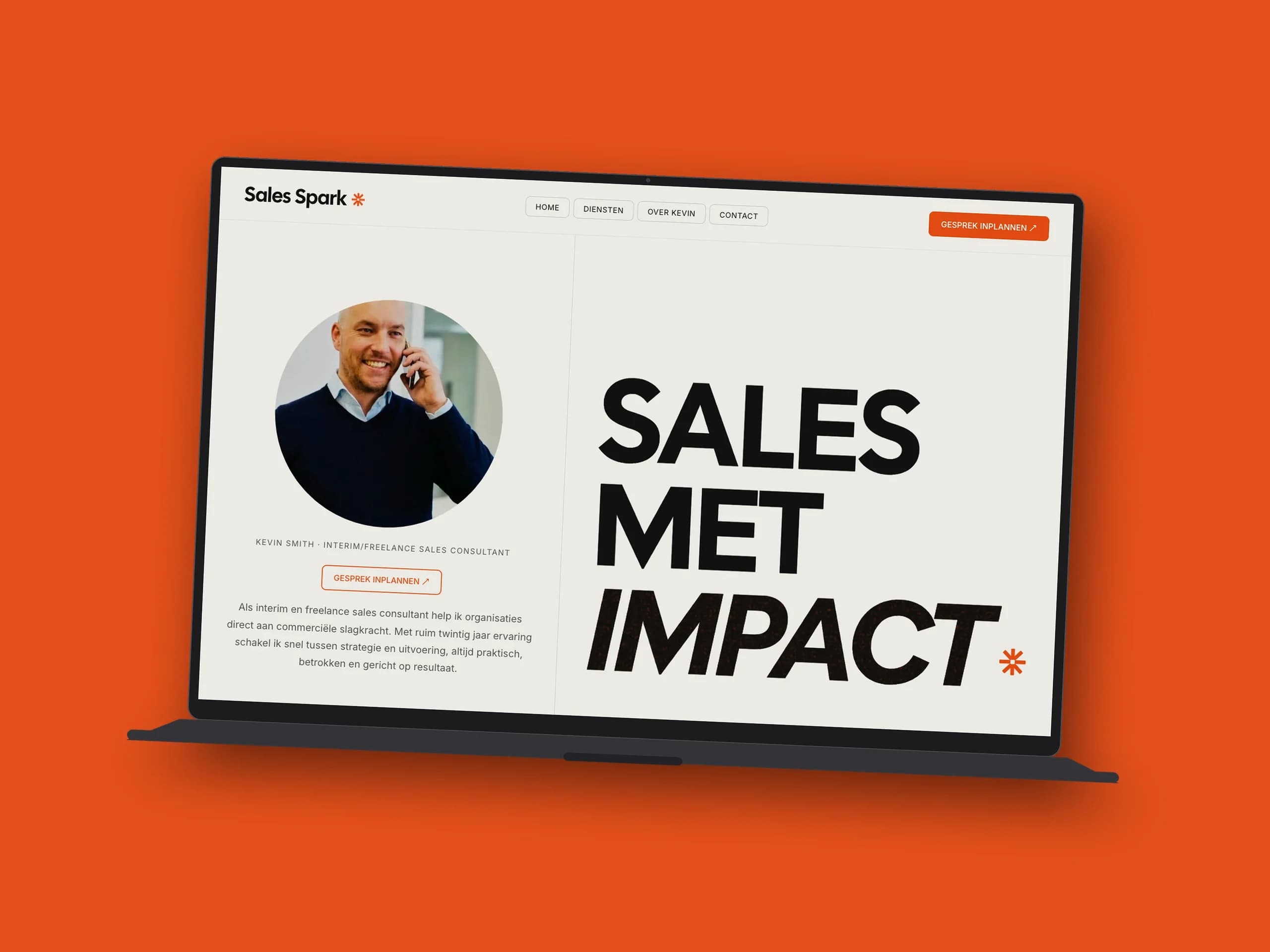 De homepage van Sales Spark op een laptop